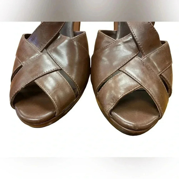 Banana Republic Brown Open Toe Heels Size 7 - Picture 6 of 9